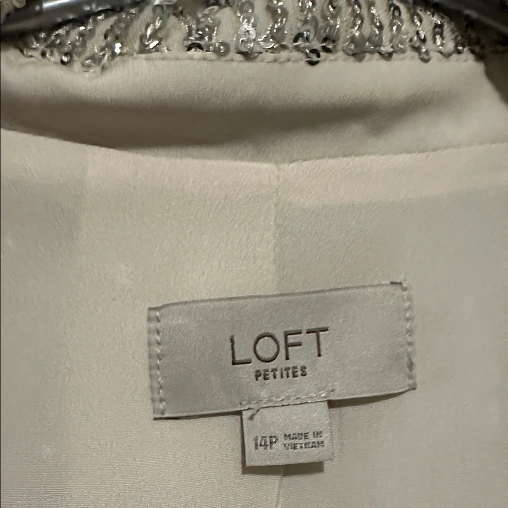 LOFT Sparkling Sequin Blazer in Cream - Picture 5 of 6